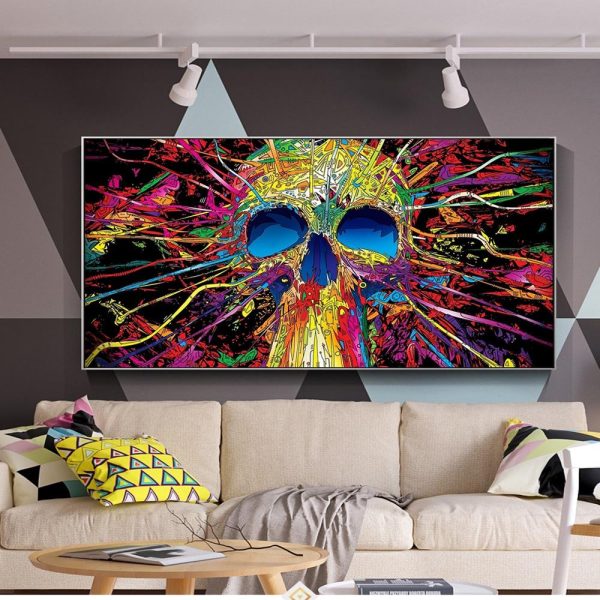 Abstract Colorful Skull Canvas Print Picture