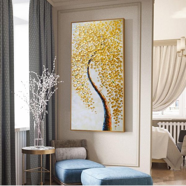 Golden Tree Canvas Print Wall Art Picture - Image 2