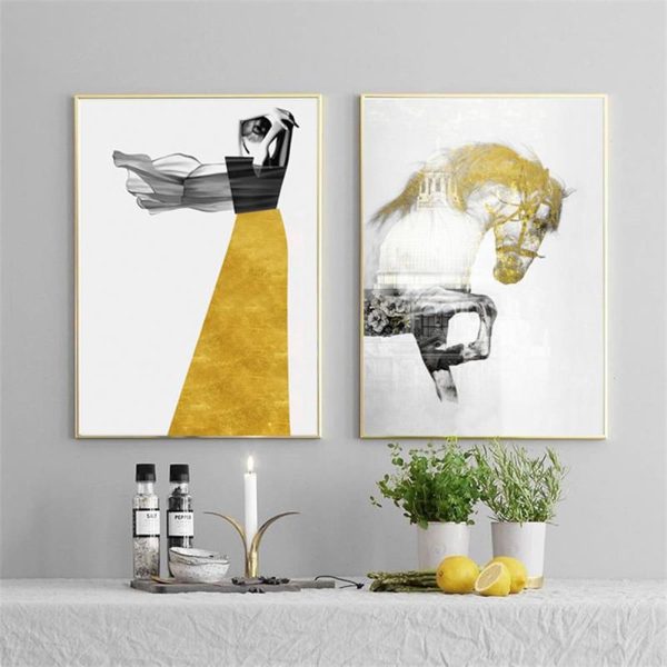 Abstract Dancer Girl and Horse Wall Art Canvas Print - Image 5