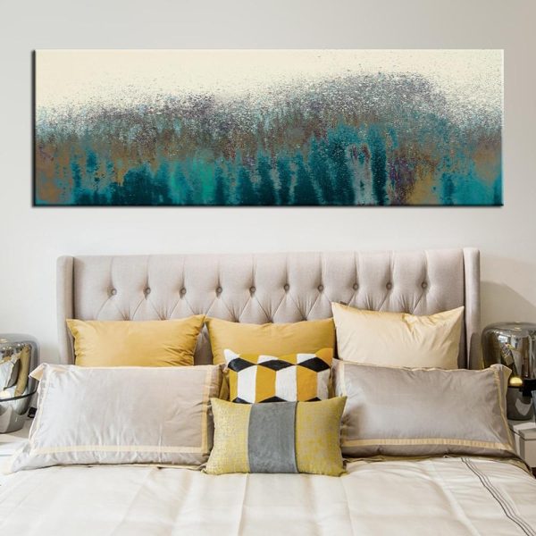 Abstract Splashes of Paint Turquoise Color Wall Art Canvas Print
