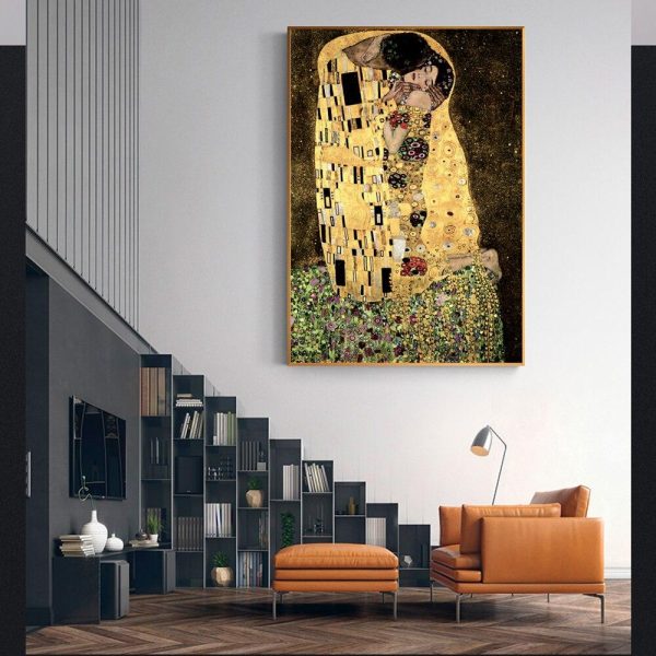 Gustav Klimt Kiss Wall Art Canvas Print - Image 4