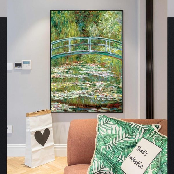 Bridge Over a Pond of Water Lilies Claude Monet Wall Art Canvas Print