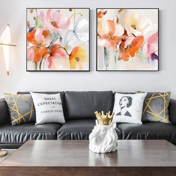 Abstract Watercolor Flowers Wall Art Canvas Print