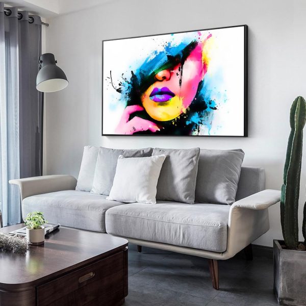 Multicolor Girl Face Wall Art Canvas Print - Image 2