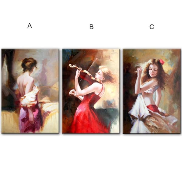 Girl Playing the Violin and Dancer Girl Wall Art Canvas Print - Image 3