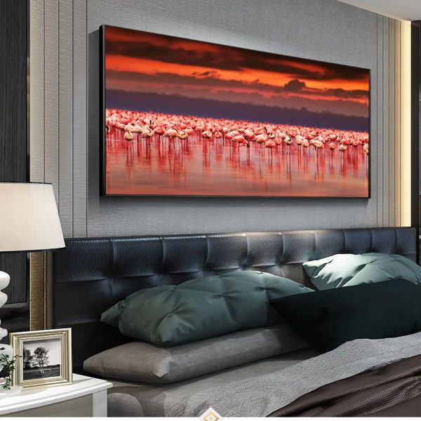 African Flamingo at Sunset Wall Art Canvas Print - Image 5