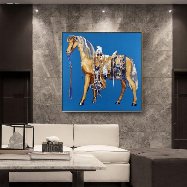 Vintage Colorful Horse Wall Art Canvas Print - Image 4
