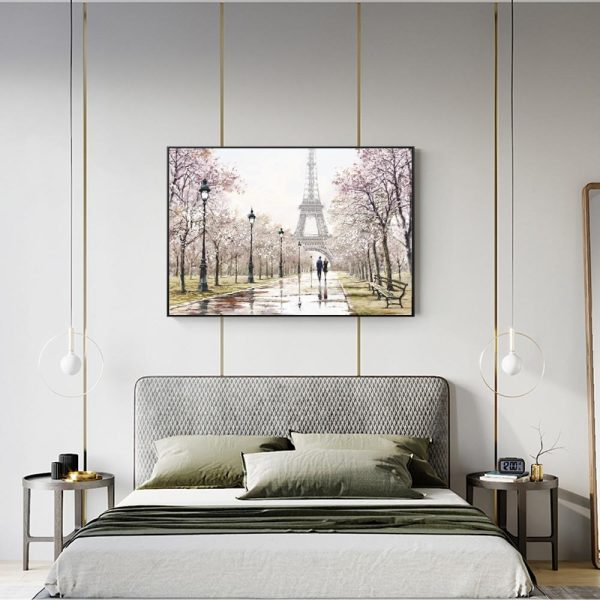 Romantic Paris Street near the Eiffel Tower Wall Canvas Print - Image 6