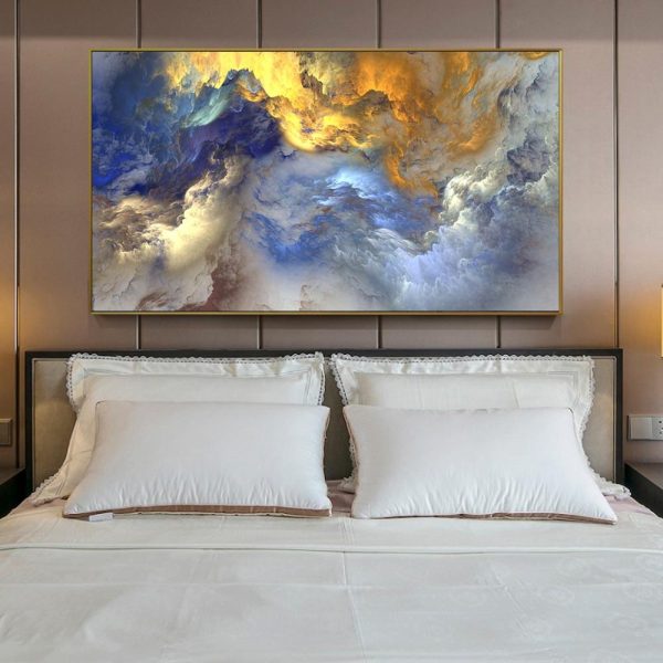 Golden and Blue Mysterious Clouds Wall Art Canvas Print