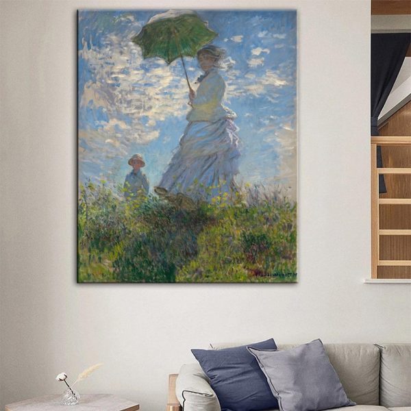 Woman with an Umbrella Claude Monet Wall Art Canvas Print - Image 2