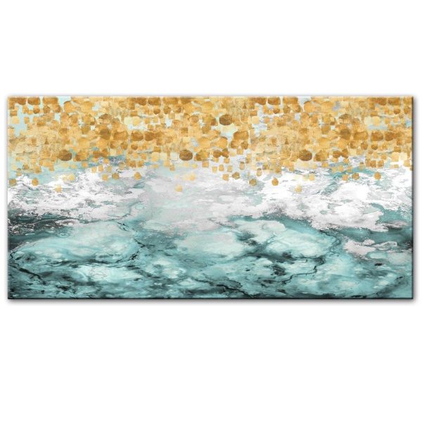 Abstract Golden Dots in Pastel Blue Wall Art Canvas Print - Image 3