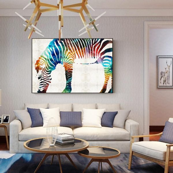 Multicolor Zebra Wall Art Canvas Print - Image 6