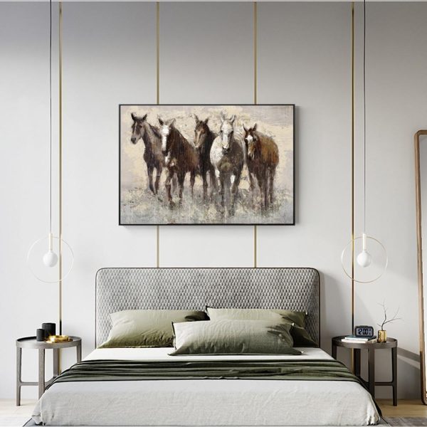 Abstract Majestic Horses Canvas Print Wall Art Picture - Image 2
