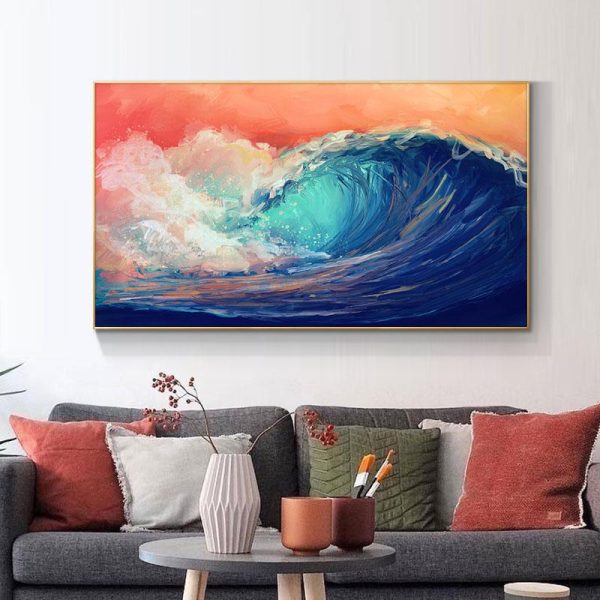 Abstract Sea Wave Wall Art Canvas Print - Image 2