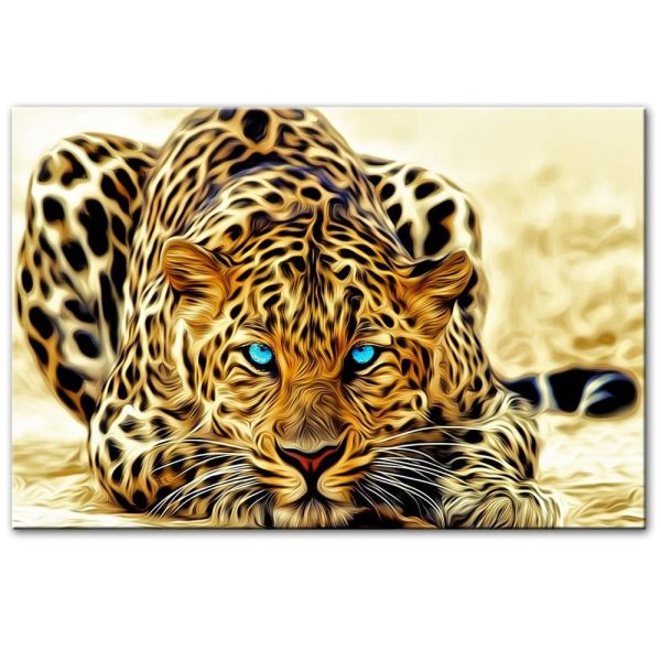 Golden Leopard Canvas Wall Painting - Image 3