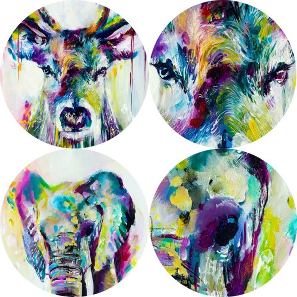 Watercolor Elephant and Deer Wall Art Canvas Print - Image 4