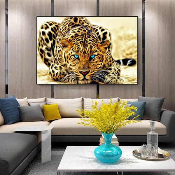 Golden Leopard Canvas Wall Painting - Image 6