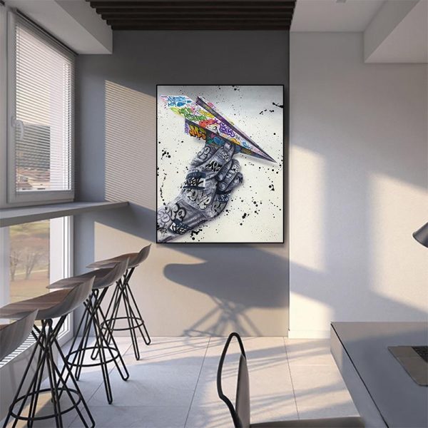 Hand with Paper Airplane Canvas Print Picture - Image 3