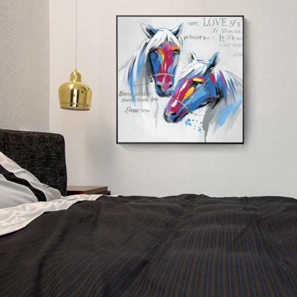 Couple Of Horse Canvas Wall Art Paintings - Image 2