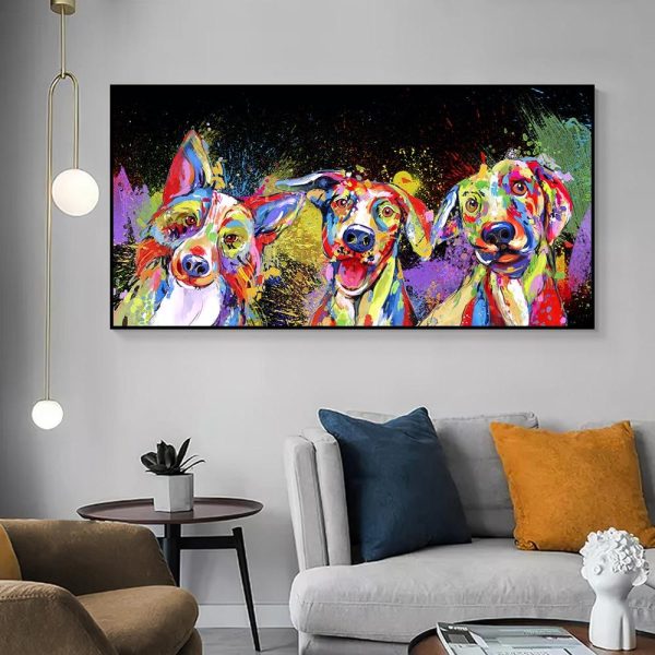 Colorful Funny Dogs Wall Art Canvas Print - Image 3
