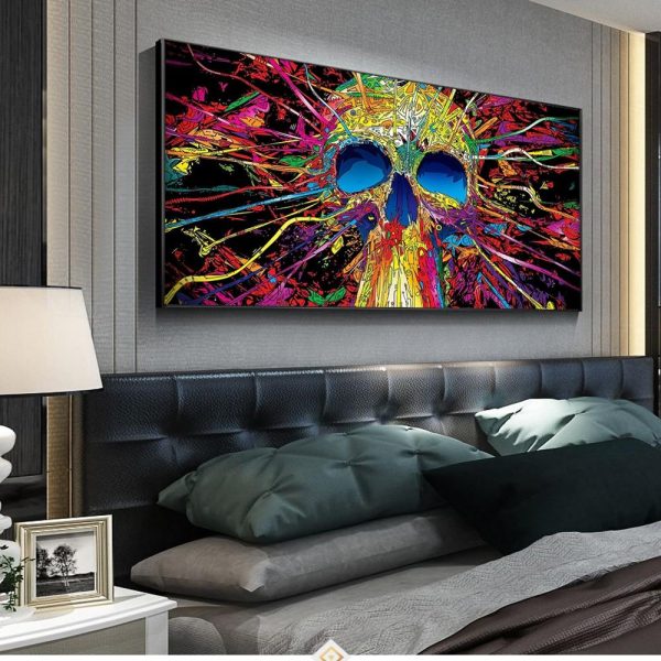 Abstract Colorful Skull Canvas Print Picture - Image 5