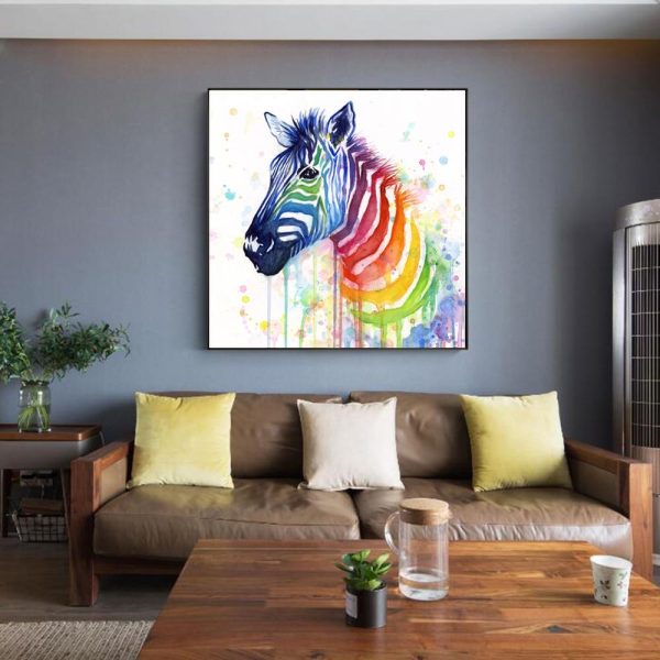 Colorful Zebra Wall Art Canvas Print - Image 2
