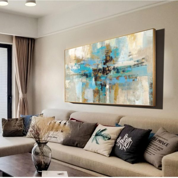 Abstract Turquoise Color Strokes Wall Art Canvas Print - Image 2
