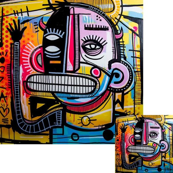 Graffiti Abstract Face Wall Art Canvas Painting - Image 6