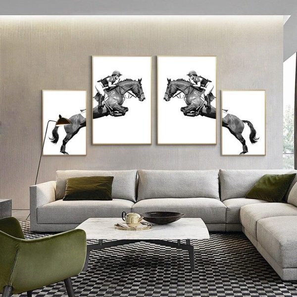 Jockey on Horse Wall Art Canvas Print - Image 2