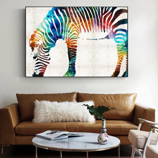 Multicolor Zebra Wall Art Canvas Print