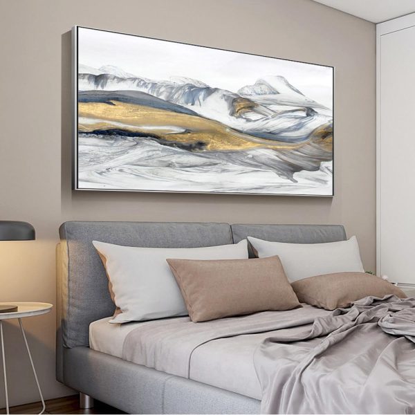 Abstract Snowy Mountain Landscape Wall Art Canvas Print - Image 4