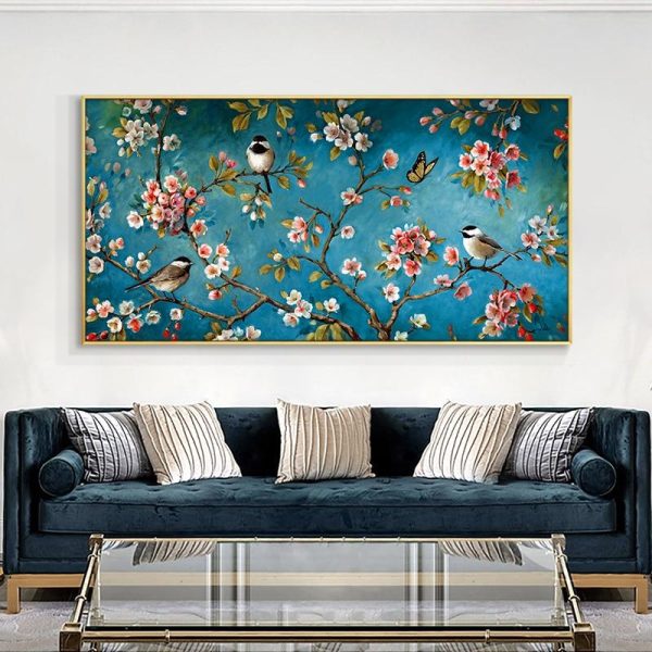 Flowers and Birds Wall Art Canvas Painting - Image 4