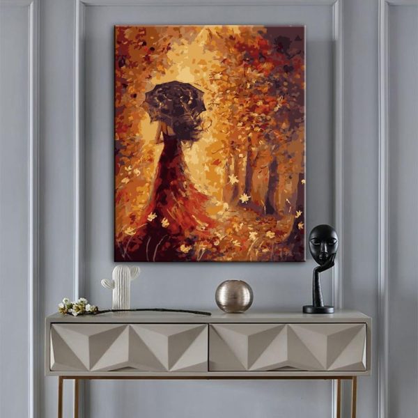 Abstract Girl with Umbrella Wall Art Canvas Print - Image 2