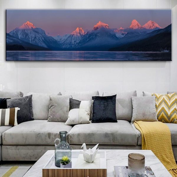 Snowy Montain Sunset Wall Art Canvas Print
