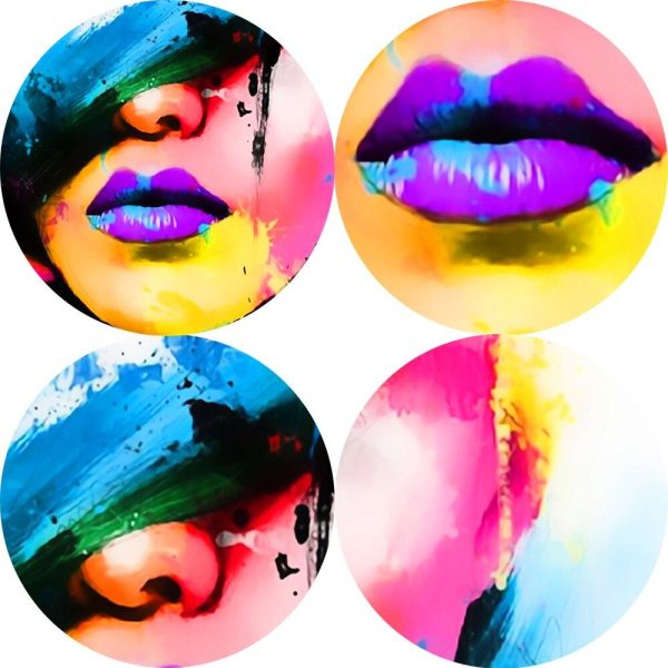 Multicolor Girl Face Wall Art Canvas Print - Image 4