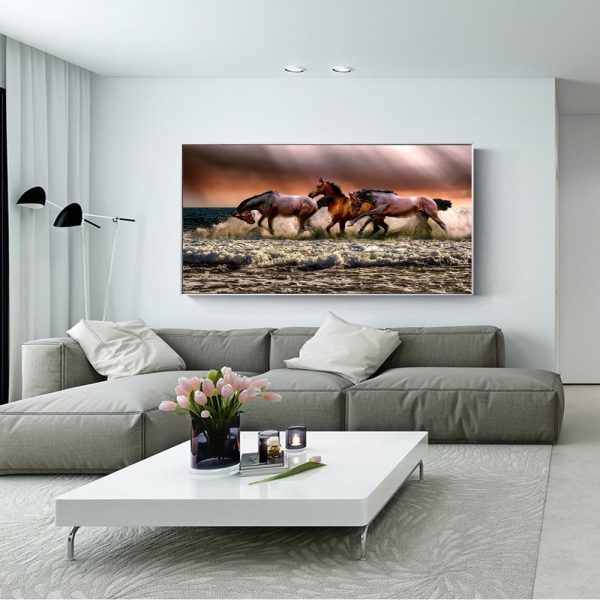 Horses Running on the Waves Wall Art Canvas Print - Image 5