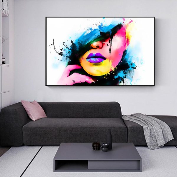 Multicolor Girl Face Wall Art Canvas Print - Image 5