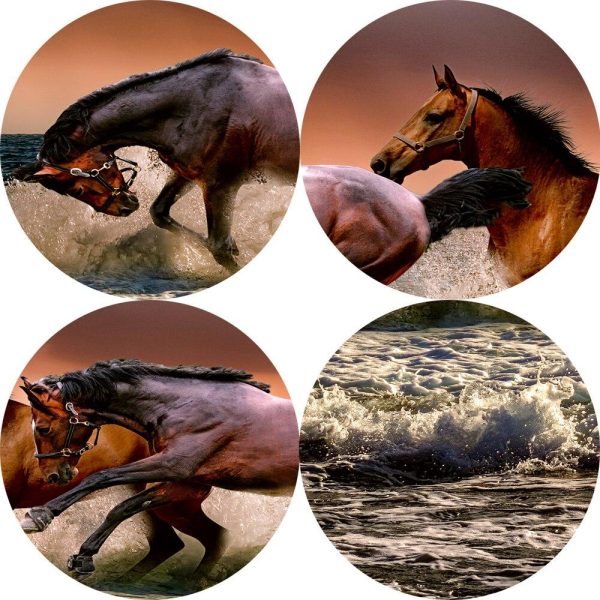 Horses Running on the Waves Wall Art Canvas Print - Image 4