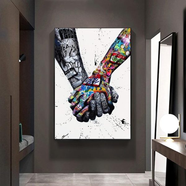 Colorful Tattoo Hands Canvas Print Picture