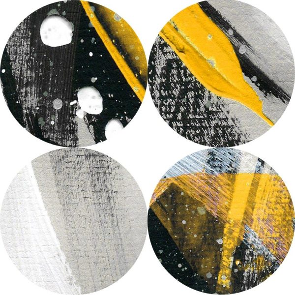 Abstract Yellow Black Feathers Wall Art Canvas Print - Image 4