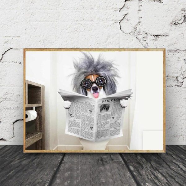Funny Dog Reading Newspaper Wall Art Animal Poster - Image 4