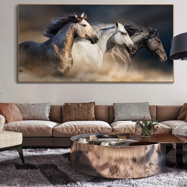 Running Horses and Elephants Wall Art Canvas Print - Image 2