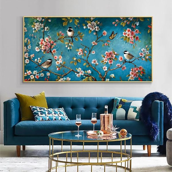 Flowers and Birds Wall Art Canvas Painting