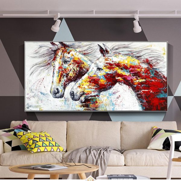 Abstract Colorful Horses Wall Art Canvas Print