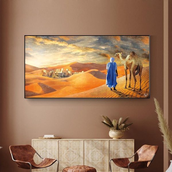 Desert Landscape Bedouin with Camel Wall Art Canvas Print