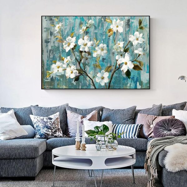 Abstract White Orchids Wall Art Canvas Print - Image 5