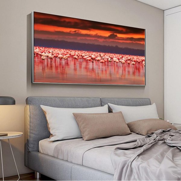 African Flamingo at Sunset Wall Art Canvas Print - Image 2