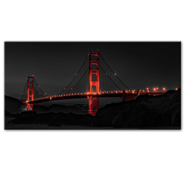 The Golden Gate Bridge in the Night Wall Art Canvas Print - Image 2