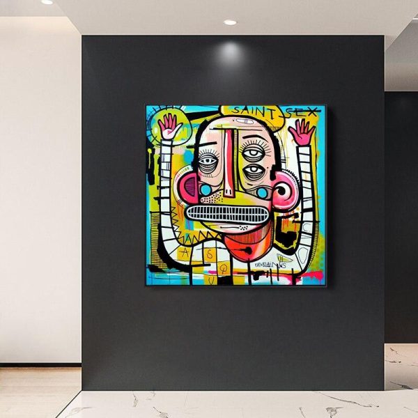Graffiti Abstract Face Wall Art Canvas Painting - Image 5