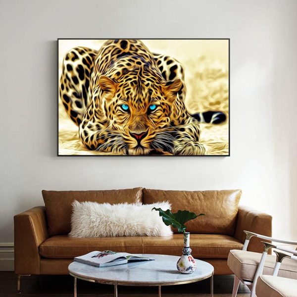 Golden Leopard Canvas Wall Painting - Image 5